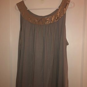 Grey Sleeveless Top with Sequins
